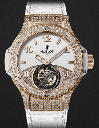 Hublot Replica Watch Limited edition Big Bang Gold White Tourbillon Pavé 41mm 345.PE.2010.LR.1704