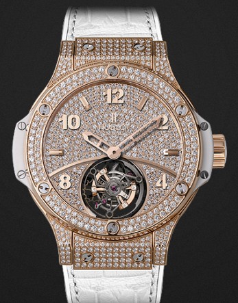 Hublot Replica Watch Limited edition Big Bang Gold White Tourbillon Full Pavé 41mm 345.PE.9010.LR.1704