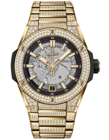 HUBLOT Big Bang Integrated Time Only Yellow Gold Pavé 40mm Replica Watch 456.VX.0130.VX.3704