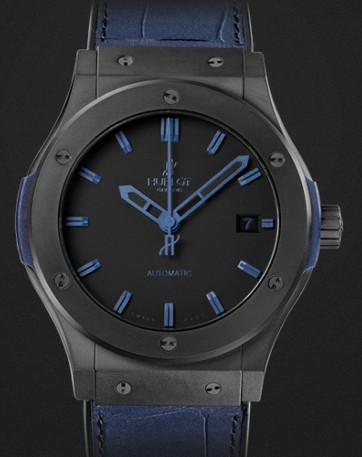 Replica Hublot Watch Classic Fusion All Black Blue 45mm 511.CI.1190.GR.ABB10