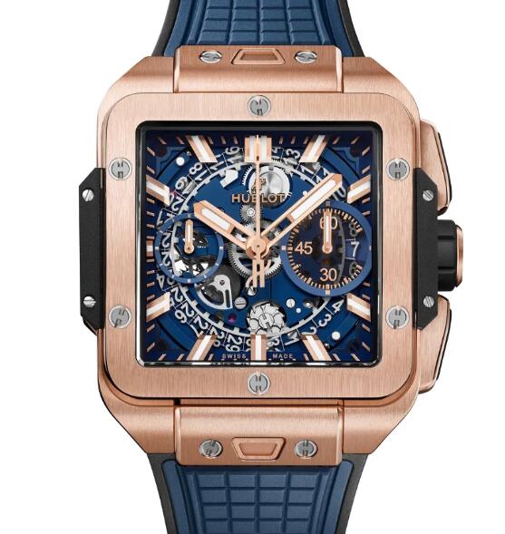 HUBLOT Square Bang Unico King Gold Blue Ceramic Replica Watch 821.OX.5180.RX-SD